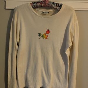 Caviar long sleeved cotton tee shirt with leaves